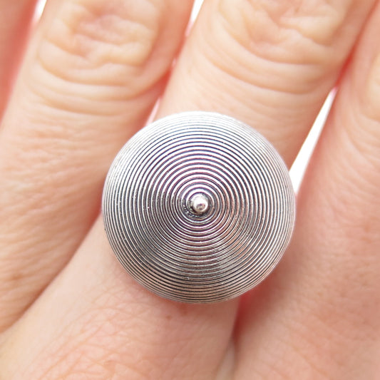 925 Sterling Silver Vintage Modernist Dome Oxidized Ring Size 6.75