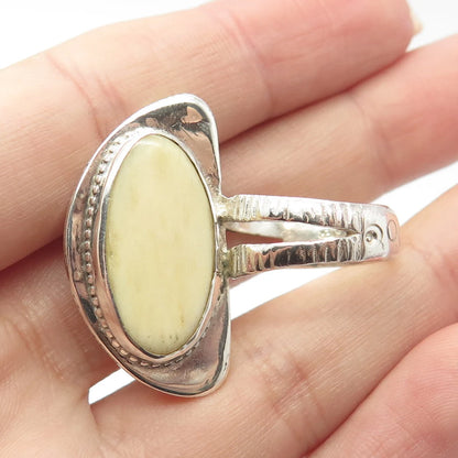 925 Sterling Silver Vintage Real Shell Modernist Ring Size 6.75
