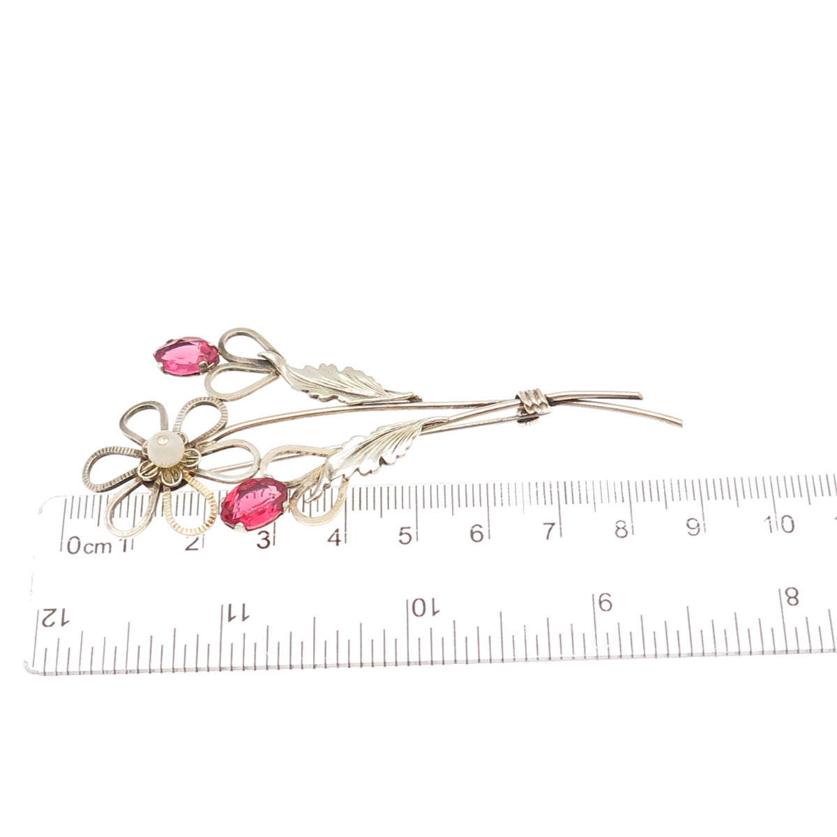 Providence St. Sterling 1/20 12K GF Antique Rhinestone Faux Pearl Floral Brooch