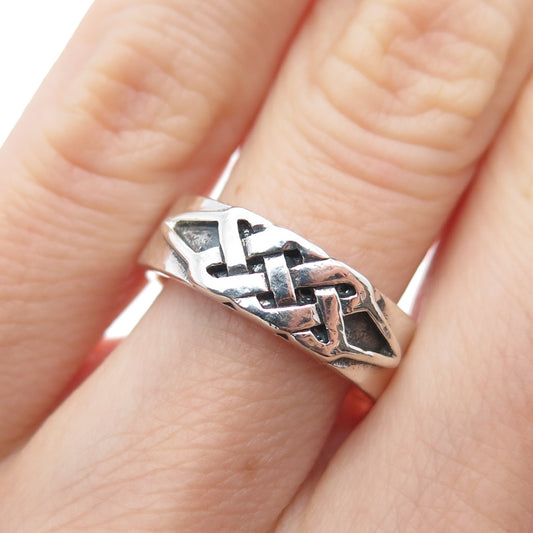 PETER STONE 925 Sterling Silver Vintage Celtic Knot Oxidized Band Ring Size 6