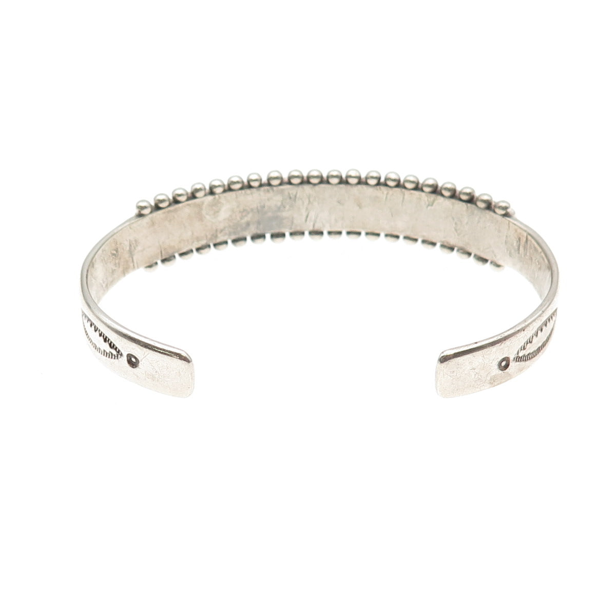 Old Pawn Sterling Silver Vintage Turquoise Needlepoint Adjustable Bracelet 6.25"