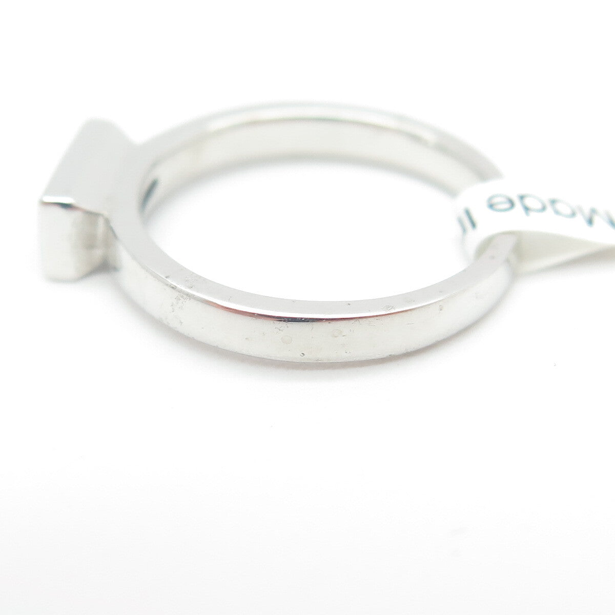 925 Sterling Silver Baguette-Cut Shaped Blue C Z Ring Size 4.75