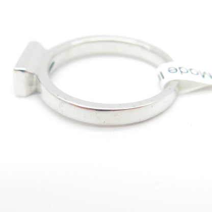 925 Sterling Silver Baguette-Cut Shaped Blue C Z Ring Size 4.75