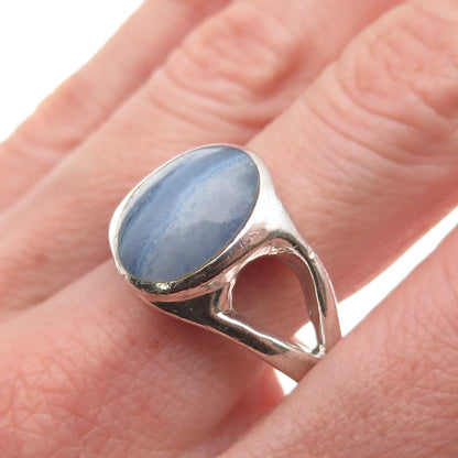 Keybahi Lewis Navajo Old Pawn 925 Sterling Silver Vintage Agate Ring Size 11.75