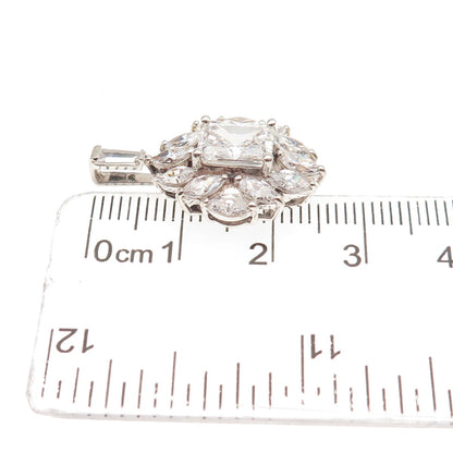 925 Sterling Silver Radiant & Marquise-Cut C Z Charm Pendant