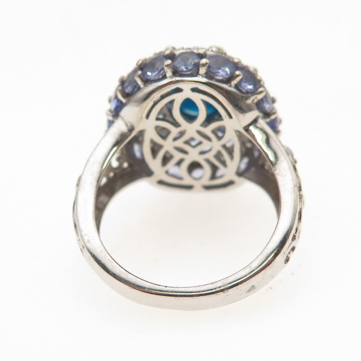 Chuck Clemency 925 Sterling Silver Real Turquoise Tanzanite Topaz Ring Size 8.25