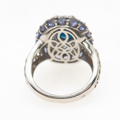 Chuck Clemency 925 Sterling Silver Real Turquoise Tanzanite Topaz Ring Size 8.25