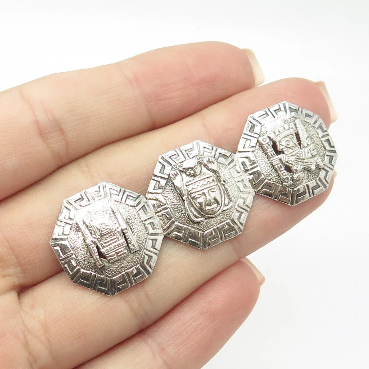 925 Sterling Silver Vintage Egyptian Theme Pin Brooch