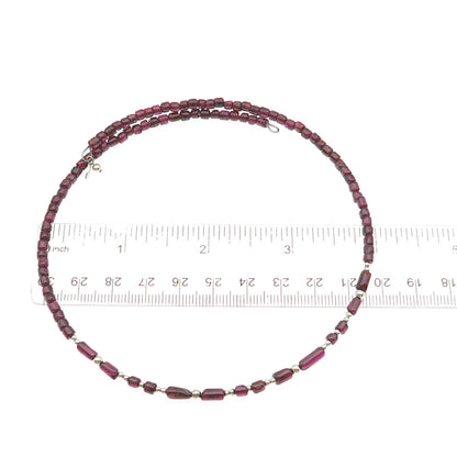 SHUBE Sterling Silver Vintage Real Rhodonite Adjustable Choker Necklace 12-16"