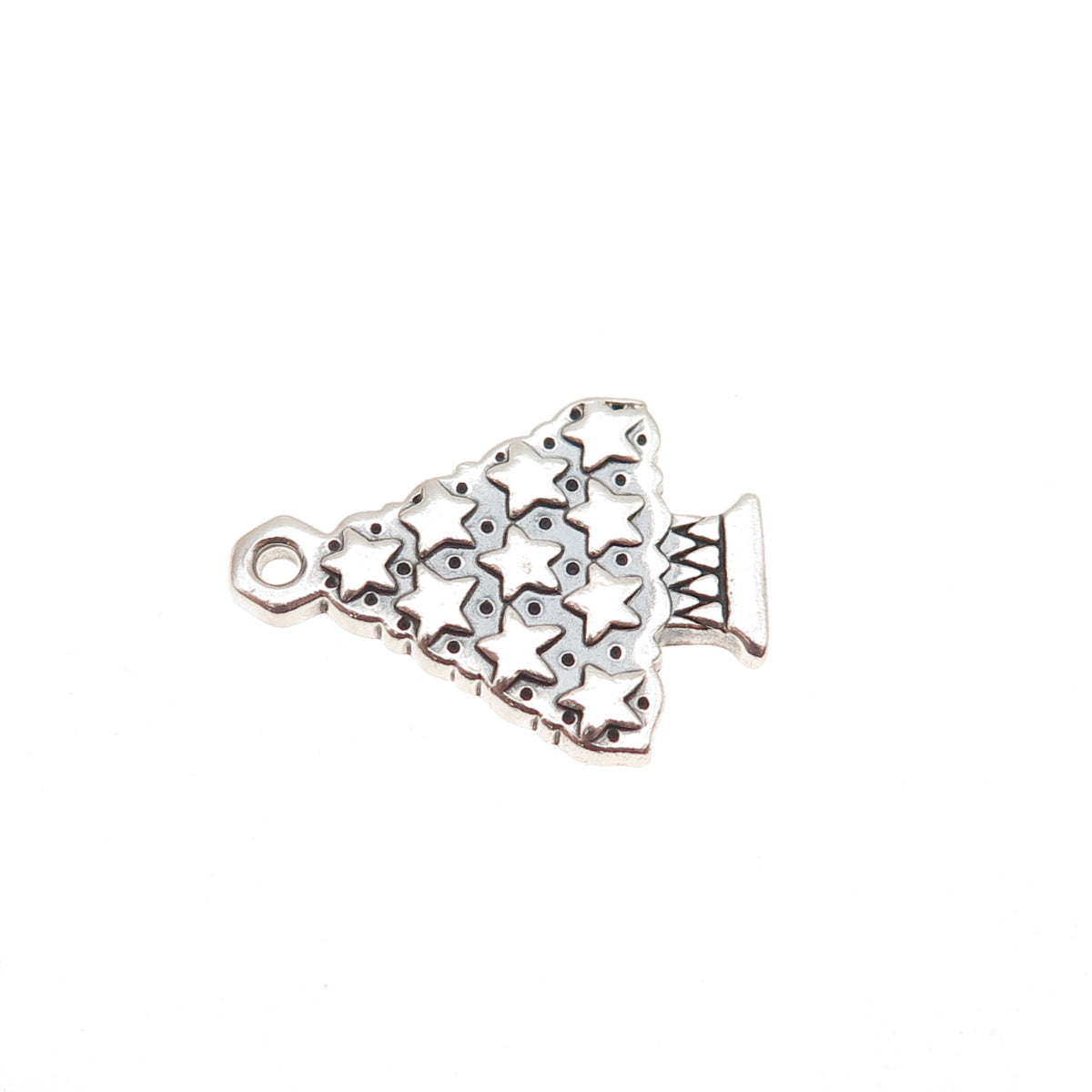 925 Sterling Silver Vintage Adorned Christmas Tree Charm Pendant