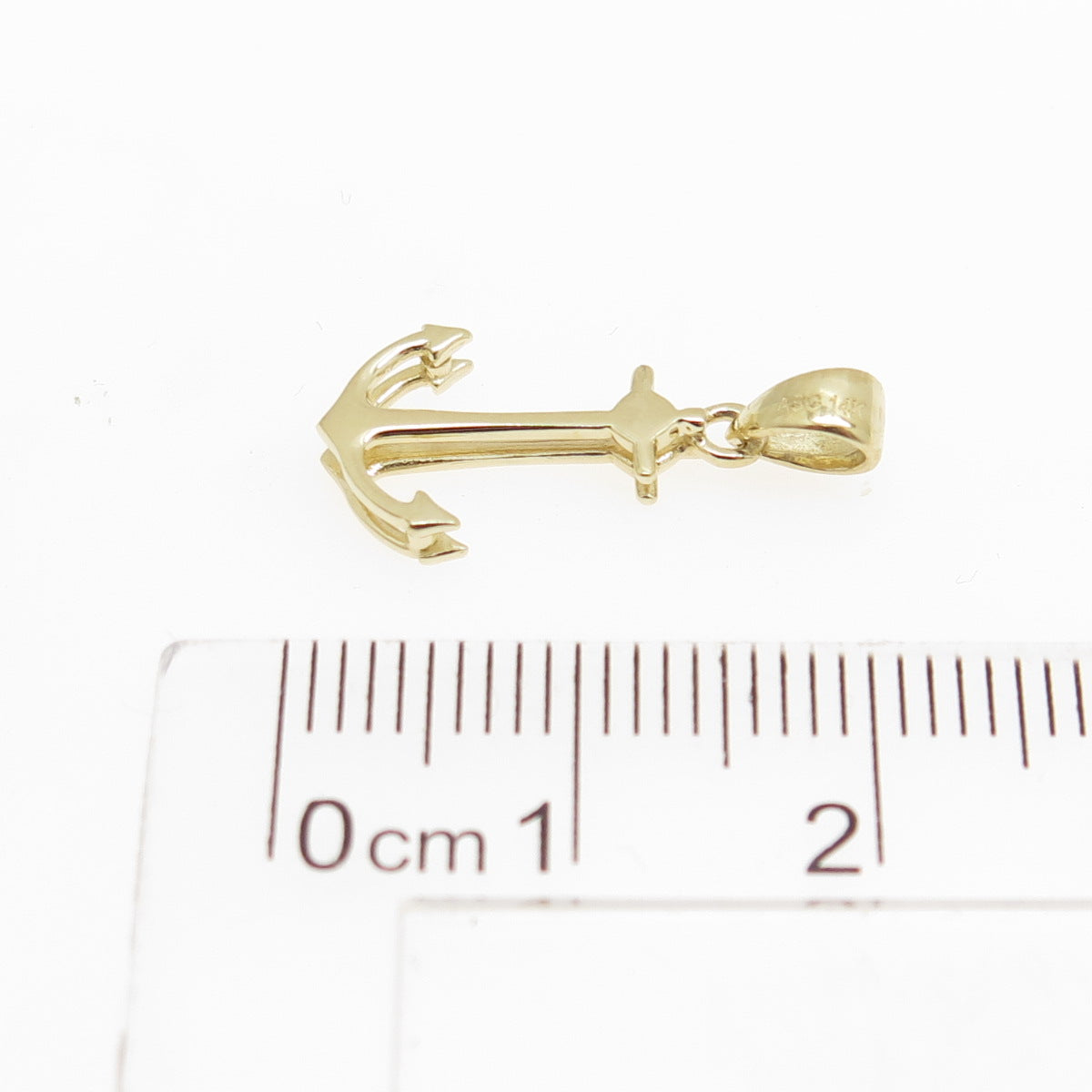 14K Yellow Gold Anchor Minimalist Charm Pendant