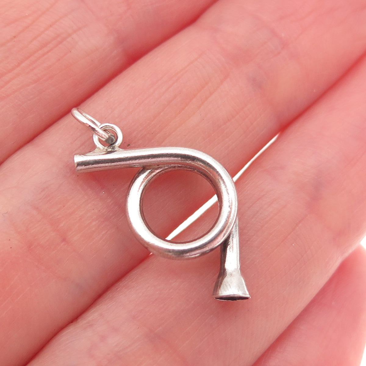 925 Sterling Silver Vintage Musical Horn Mini Charm Pendant