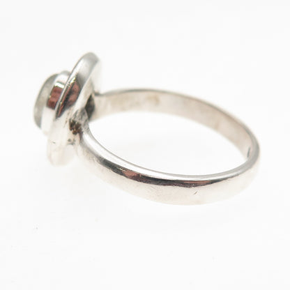 925 Sterling Silver Vintage Real Moonstone Oxidized Ring Size 7.25
