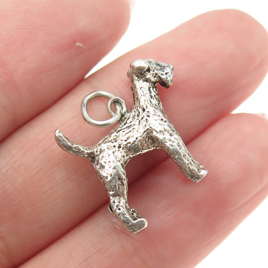 925 Sterling Silver Vintage Kerry Blue Terrier Dog Minimalist Charm Pendant