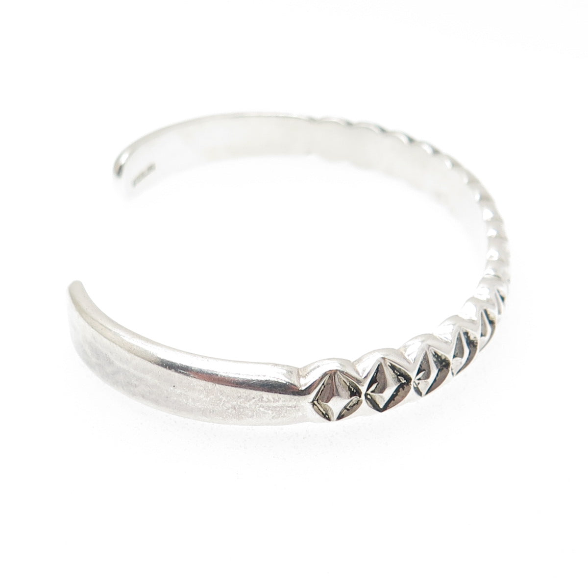 Old Pawn 925 Sterling Silver Vintage Diamond-Shape Adjustable Cuff Bracelet 6.5"