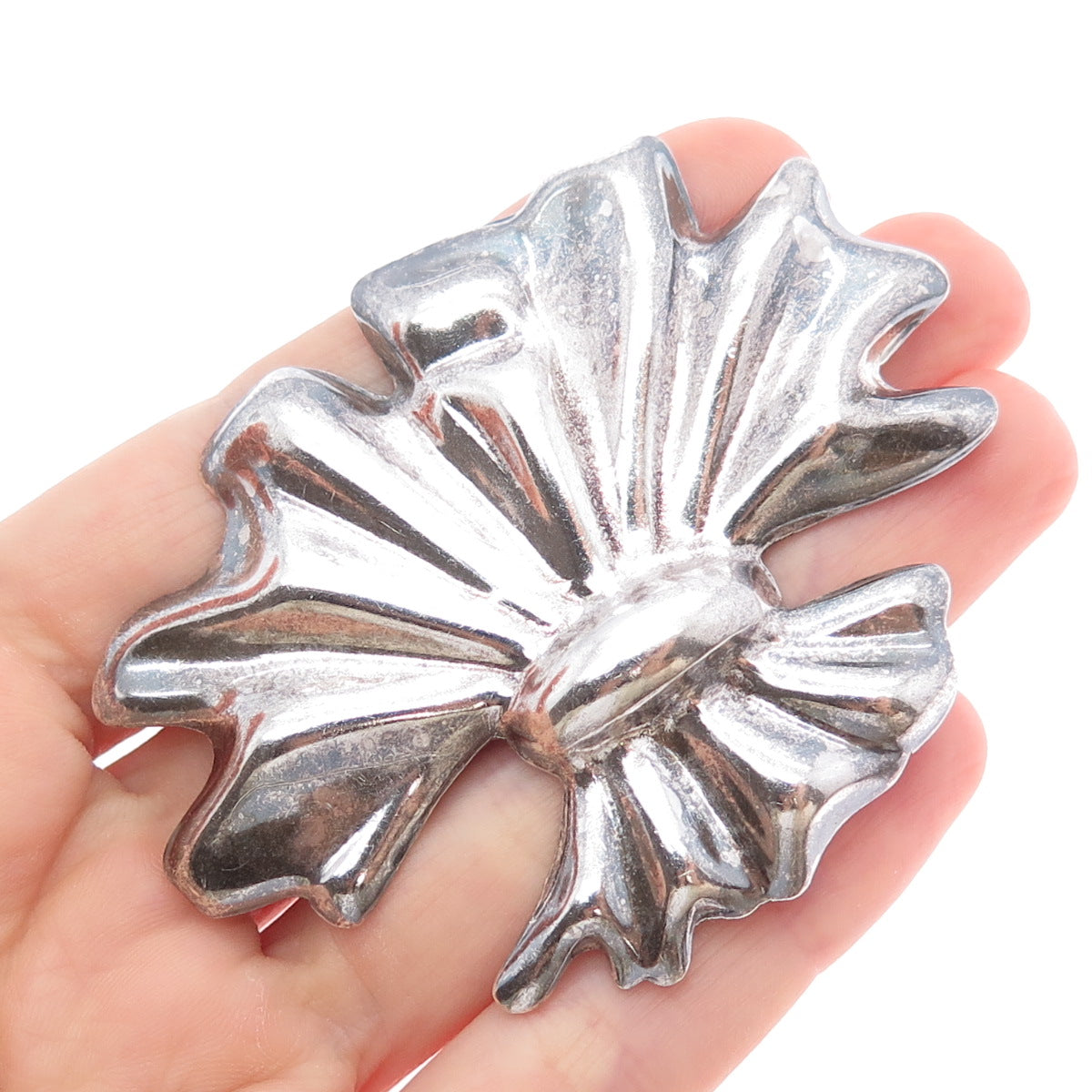 925 Sterling Silver Vintage Mexico Modernist Oxidized Pin Brooch