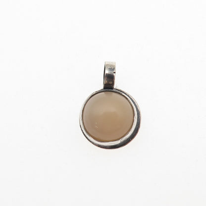 925 Sterling Silver Vintage Real Agate Oxidized Mini Charm Pendant