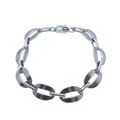 925 Sterling Silver Vintage Mexico Oxidized Coffee Bean Link Bracelet 7.5"