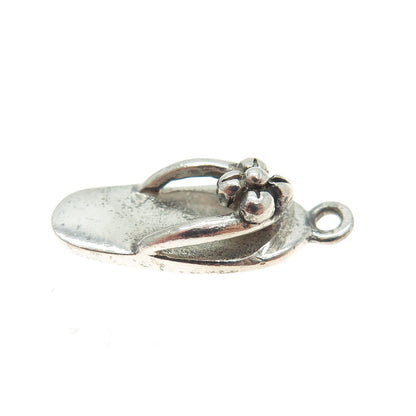 925 Sterling Silver Vintage Flip-Flops 3D Charm Pendant