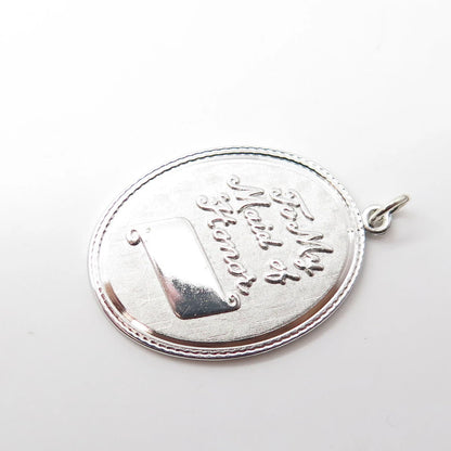 925 Sterling Silver Vintage Griffith & Sons Co "To My Maid of Honor" Pendant