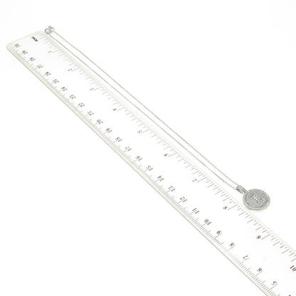 925 Sterling Silver Italy Pave C Z Letter "I" Initial Cable Chain Necklace 16"