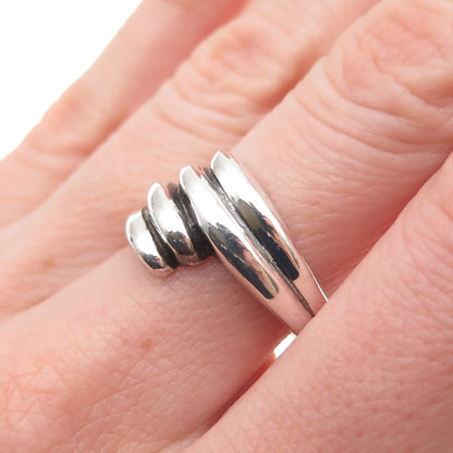 Chapal Zenray 925 Sterling Silver Vintage Modernist Oxidized Bypass Ring Size 8
