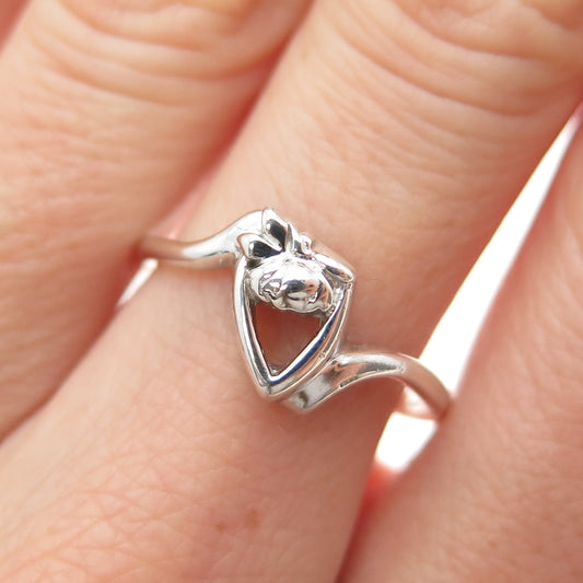 KATHY K. BERNU 925 Sterling Silver Vintage Modernist Heart Ring Size 7.5