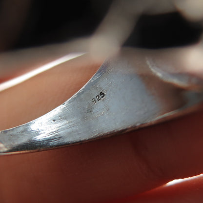 925 Sterling Silver Vintage Real Star Sapphire Modernist Oxidized Ring Size 9.5