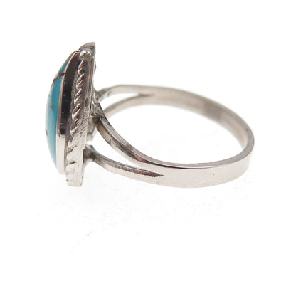 Old Pawn Sterling Silver Vintage Southwestern Turquoise Tribal Ring Size 5.25