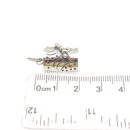 925 Sterling Silver Vintage Modernist Beaded Mini Charm Pendant