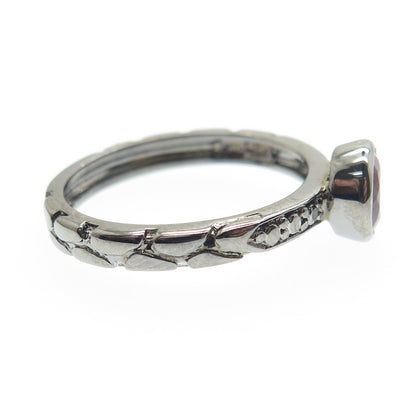 925 Sterling Silver Black Rhodium Round-Cut Ruby Gem Pebble Ring Size 8