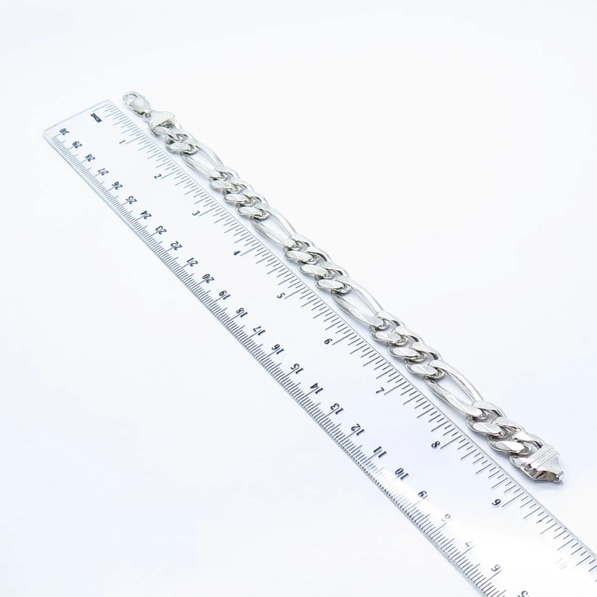 925 Sterling Silver Vintage Figaro Link Bracelet 8.5"
