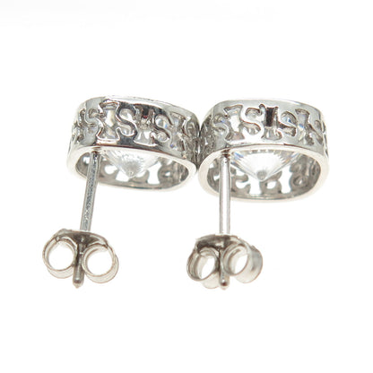 925 Sterling Silver Cushion-Cut C Z Stud Earrings