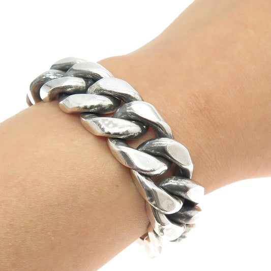 NINO 925 Sterling Silver Vintage Solid 183.3g Cuban Link Bracelet 8.5"