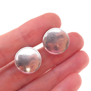 Wells 925 Sterling Silver Antique Art Deco Round Disc Screw Back Earrings