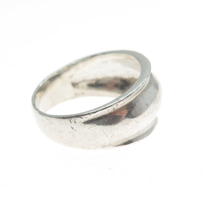 925 Sterling Silver Vintage Modernist Hammered Ring Size 8.5