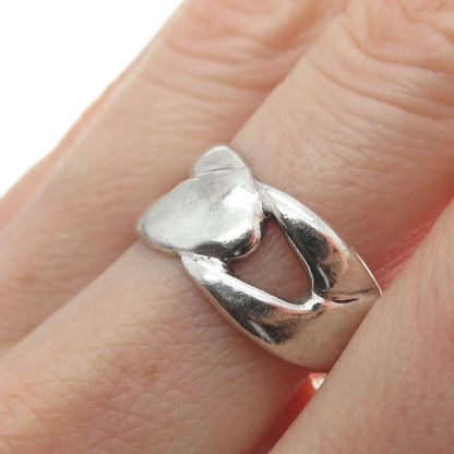 925 Sterling Silver Vintage Modernist Overlap Band Oxidized Ring Size 8.75