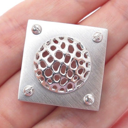 925 Sterling Silver Modernist Dome Square Slide Pendant