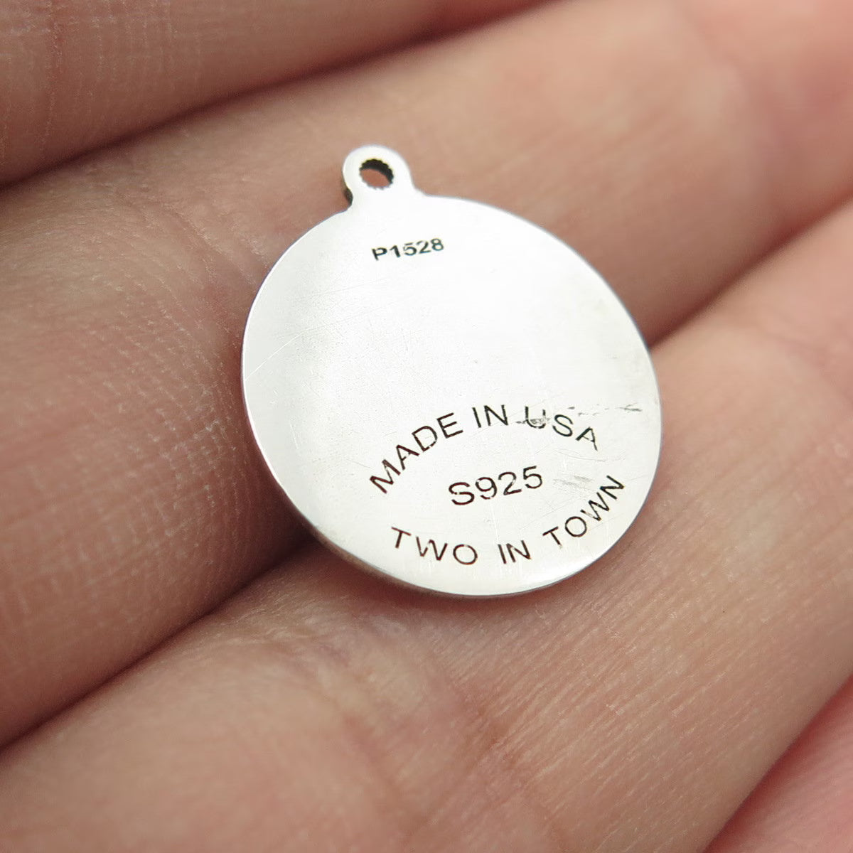 925 Sterling Silver USA Two In Town Shark Charm Pendant