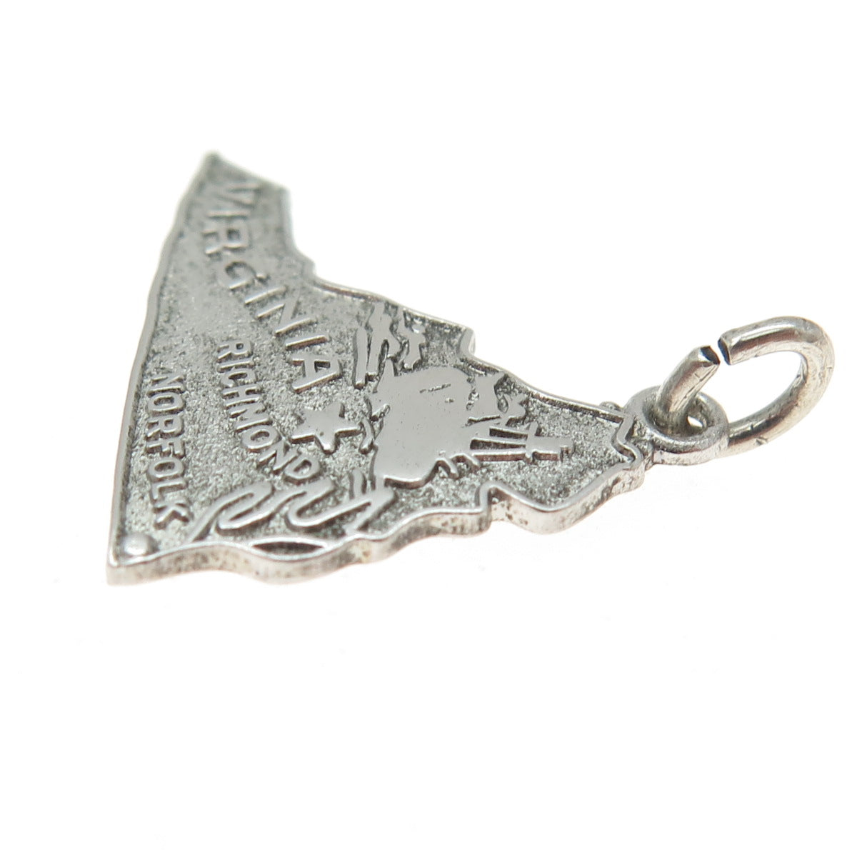 WELLS 925 Sterling Silver Vintage "Virginia" State Map Pendant