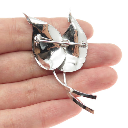 TURIN INC 925 Sterling Silver Vintage Couple of Leafs Pin Brooch
