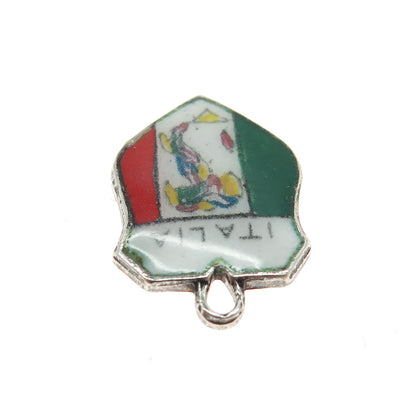 800 Silver Vintage Enamel Italy Minimalist Charm Pendant