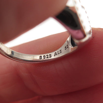 Pandora 925 Sterling Silver Round-Cut C Z Heart Signet Ring Size 6