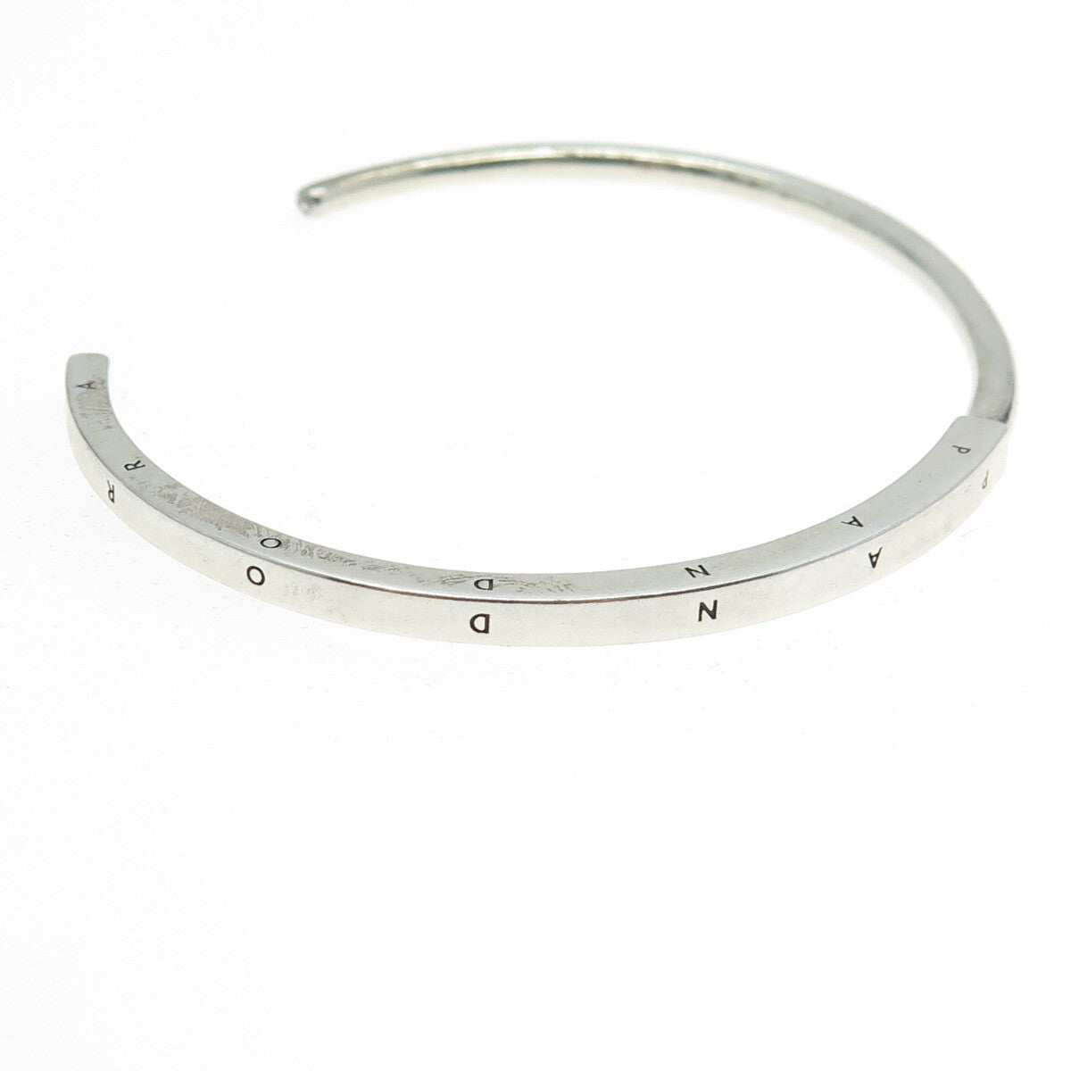 PANDORA 925 Sterling Silver Signature I-D Open Bangle Bracelet 7"