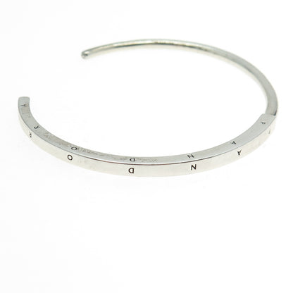 PANDORA 925 Sterling Silver Signature I-D Open Bangle Bracelet 7"