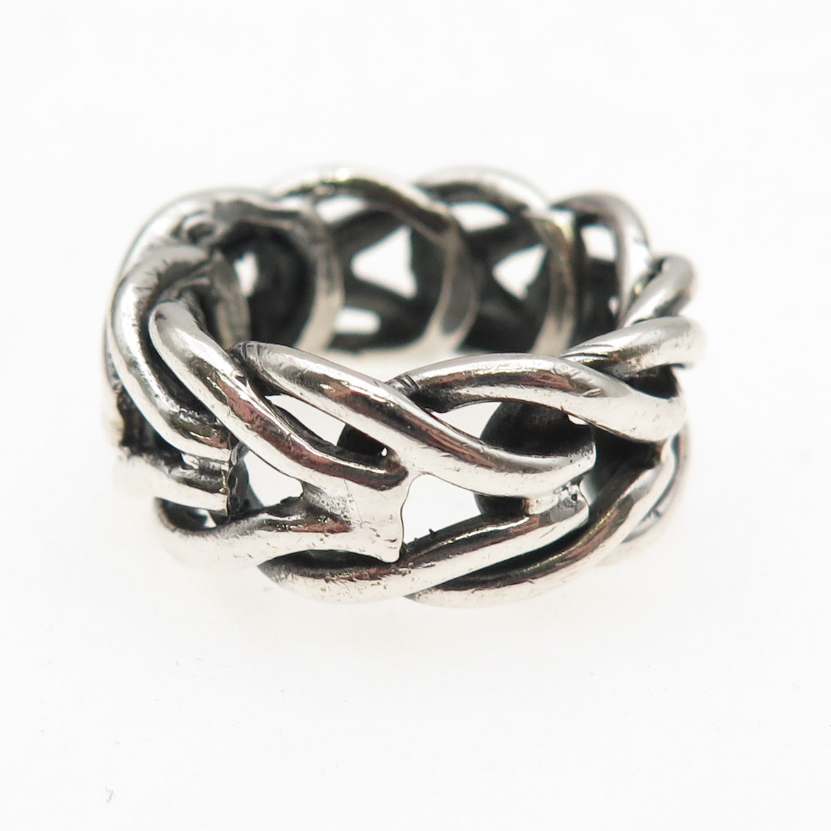925 Sterling Silver Vintage Modernist Spine Oxidized Band Ring Size 7