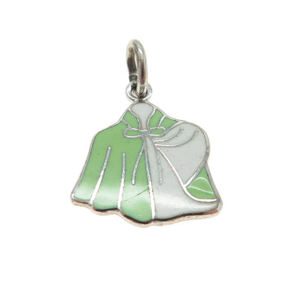 925 Sterling Silver Vintage Enamel Magical House Robe Charm Pendant