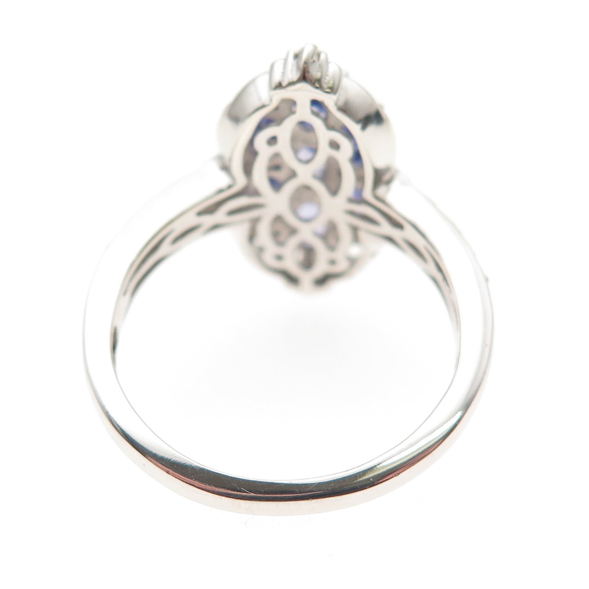 Chuck Clemency 925 Sterling Silver Real Tanzanite & White Topaz Ring Size 8