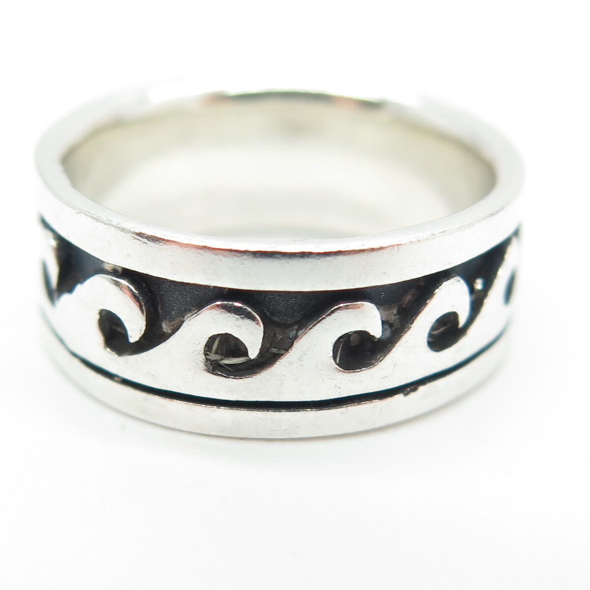 925 Sterling Silver Vintage Celtic Wave All Around Band Ring Size 6