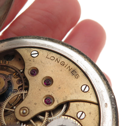 Longines 800 Silver Antique 1900s Grands Prix Pocket Watch (missing crown)